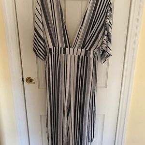 Lulus blue & white striped jumpsuit